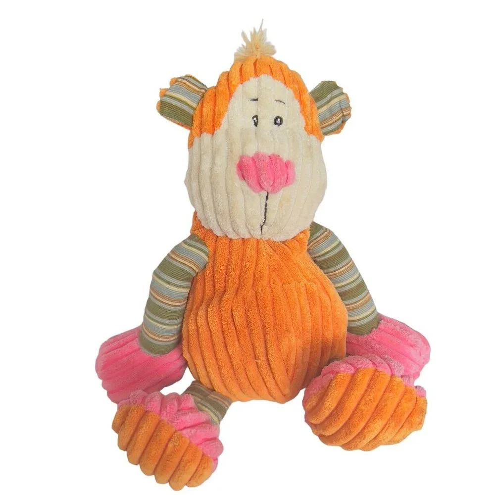 Fiesta 15” Colorful Corduroy Ribbed Monkey Plush stuffed Toy Well Loved See Pics